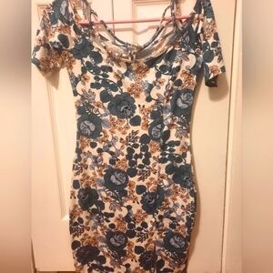 Mini Floral Dress with Cutout Neck